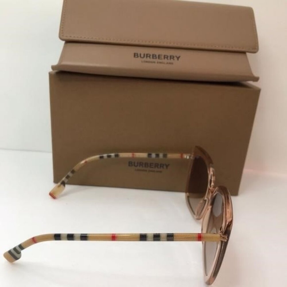 New - 💯 Original Burberry Caroll Gradient Brown Square Ladies Sunglasses BE432 - Picture 10 of 14